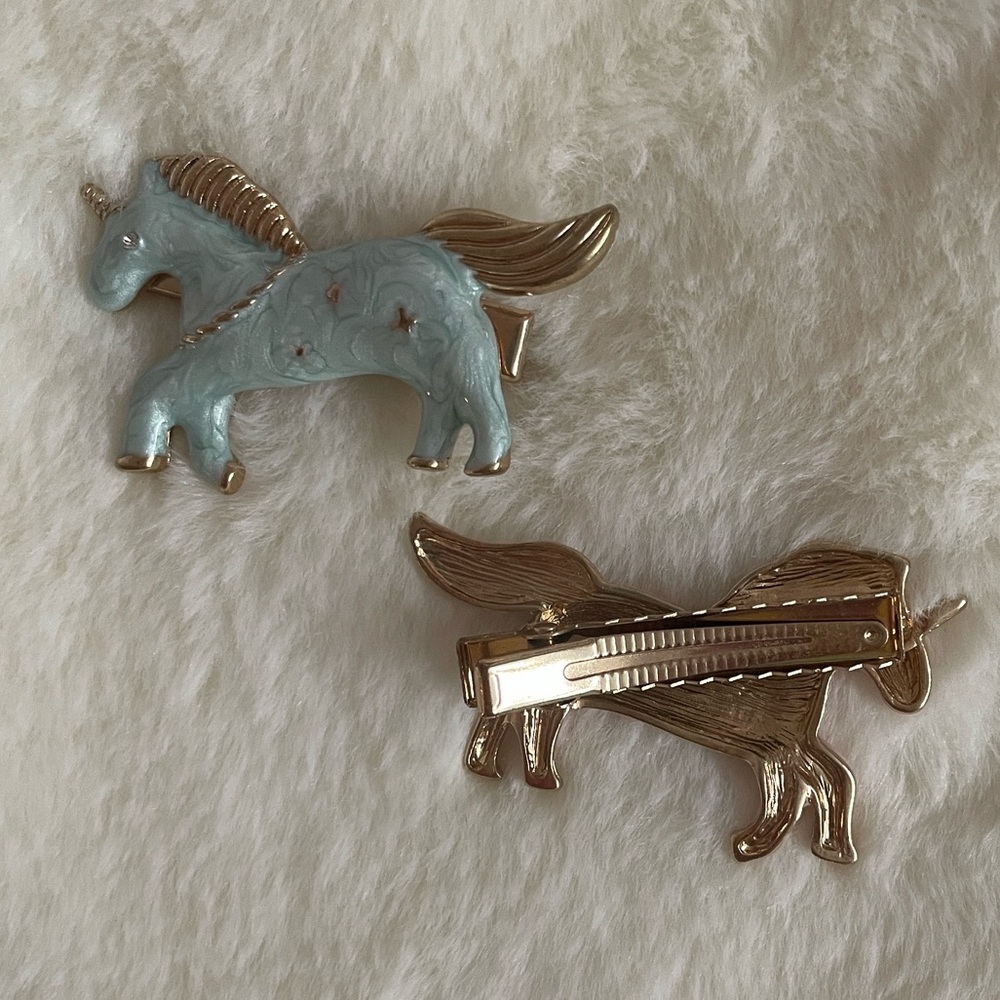 🦄 ✨🦄 KAWAÏÏ URBAN OUTFITERS Metal Unicorn Hair Clips - Picture 6 of 6